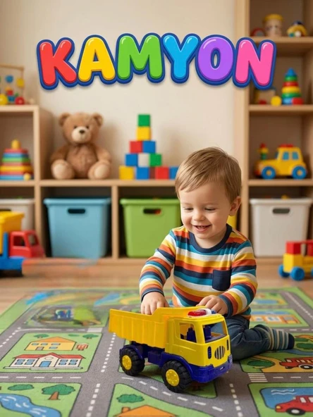 İttirmeli Damperli Kamyon 20 cm Yükselebilen Kasalı İş Makinası Temalı Oyuncak Kamyon ürün görseli 1