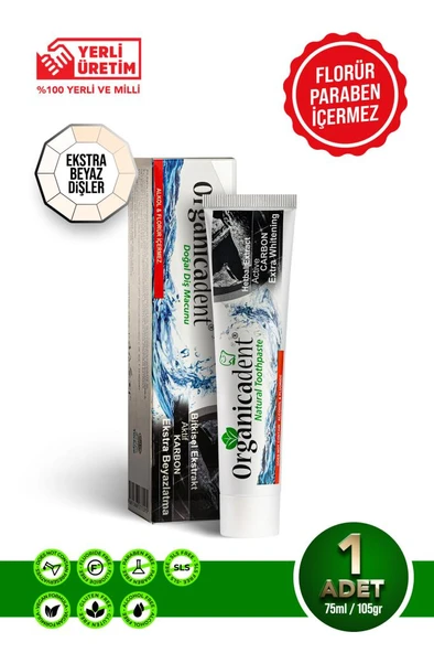 Organicadent Aktif Karbonlu Doğal Diş Macunu 75 ml ürün görseli 1