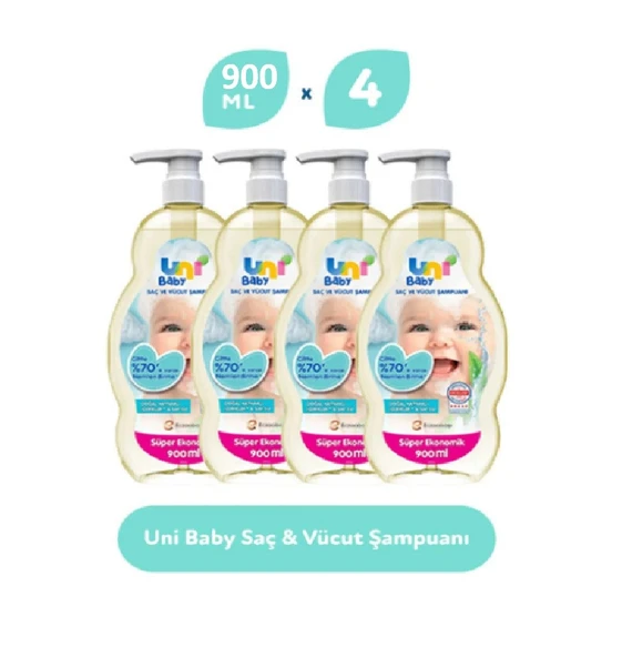 Uni Baby Saç Ve Vücut Şampuan 900 Ml x 4 Adet ürün görseli 1