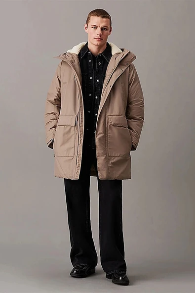 Calvin Klein WARM COTTON NYLON LONG PARKA Erkek GRİ Mont J30J326082-PAV ürün görseli 1
