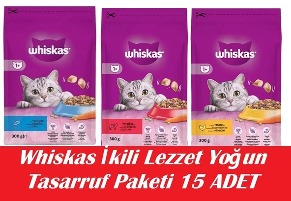 Whiskas İkili Lezzet Yoğun Tasarruf Paketi 15 Adet ürün görseli 1