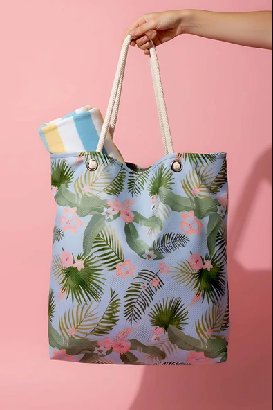 Mavi Tropical  Plaj Çantası ürün görseli 1