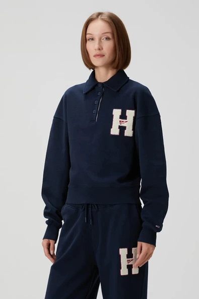 Tommy Hilfiger TJW H GRAPHIC HWK POLO  Kadın Mavi Sweatshirt DW0DW20537DYY ürün görseli 1