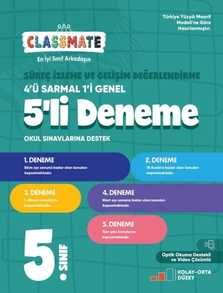 5. Sınıf Classmate Süreç İzleme ve Gelişim Değerlendirme 5 li Deneme Okyanus Yayınları ürün görseli 1