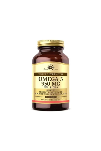 Solgar Omega 3 950 Mg 50 Yumuşak Jelatinli Balık Yağı Kapsülü ürün görseli 1