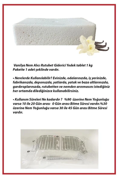 Dikdörtgen Yedek Tablet - Nem Alıcı - Vanilya - 1 Kilogram ürün görseli 1