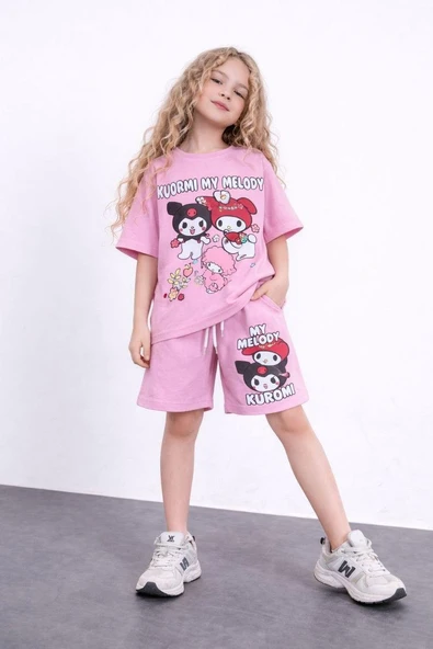 Cg Kids Kuromi ve My Melody Alt Üst Takım Süper Kalite Kumaş Sırt Baskılı ürün görseli 1