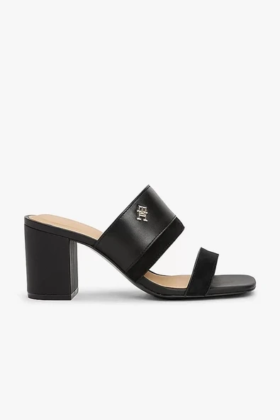 Tommy Hilfiger LEATHER & SUEDE BLOCK HEEL MULE Kadın siyah Terlik FW0FW08530BDS ürün görseli 1