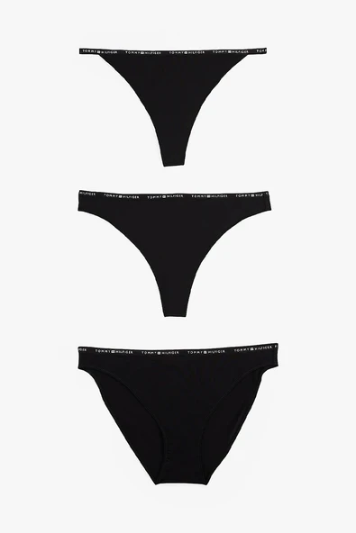 Tommy Hilfiger 3 PACK MULTI SHAPE BOTTOM Kadın siyah İç Çamaşırı UW0UW057560V2 ürün görseli 1