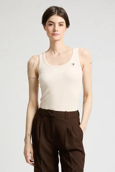 Guess Guess Kadın  Ribana Crop Kadın Krem Atlet V4YP06K8RT2-G6K5 ürün görseli 1