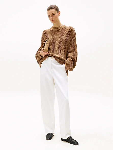 Tommy Hilfiger COTTON BARREL RELAXED STR CHINO Kadın  Pantolon WW0WW45487YCF ürün görseli 1