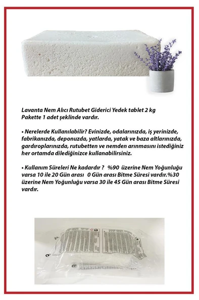 2 Kg. Dikdörtgen Lavanta tablet ürün görseli 1