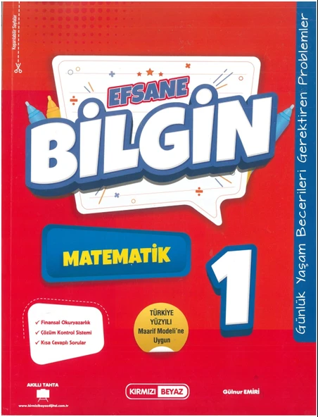 Kırmızı Beyaz Efsane Bilgin 1.Sınıf Matematik Yeni ürün görseli 1