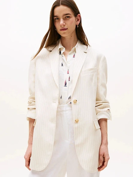 Tommy Hilfiger VISCOSE LINEN RELAXED SB BLAZER Kadın  Blazer Ceket WW0WW4616703N ürün görseli 1