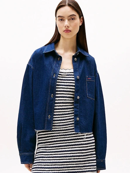 Tommy Hilfiger CRP DENIM SHIRT JCKT BI9056 Kadın  Gömlek DW0DW205671BK ürün görseli 1
