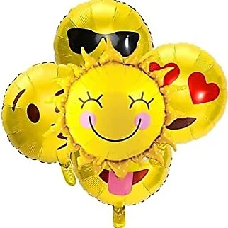18" Emoji Gülen Yüz Baskılı Folyo Balon Set 5'li ürün görseli 1