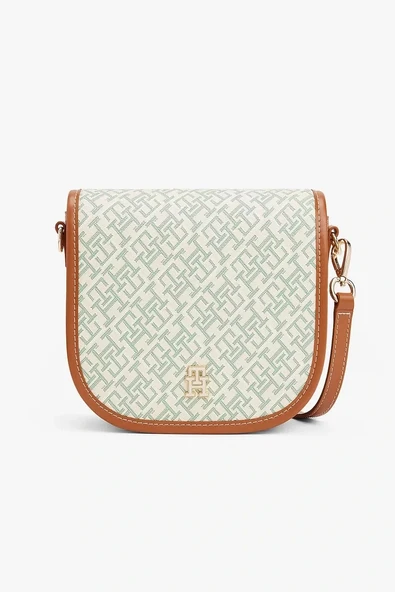 Tommy Hilfiger TH MONOPLAY LEATHER SADDLE BAG Kadın YEŞİL Çapraz Çanta AW0AW17414L3H ürün görseli 1