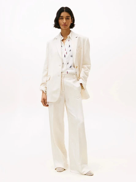 Tommy Hilfiger VISCOSE LINEN WIDE LEG PANTS Kadın  Pantolon WW0WW4546403N ürün görseli 1