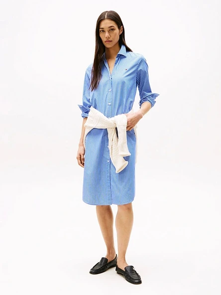 Tommy Hilfiger ESS POPLIN REGULAR SHIRT DRESS Kadın  Elbise WW0WW455810X6 ürün görseli 1