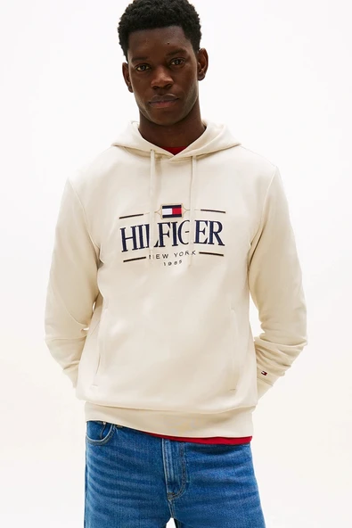 Tommy Hilfiger ICON HILFIGER HOODIE Erkek Bej Sweatshirt MW0MW39586ACG ürün görseli 1