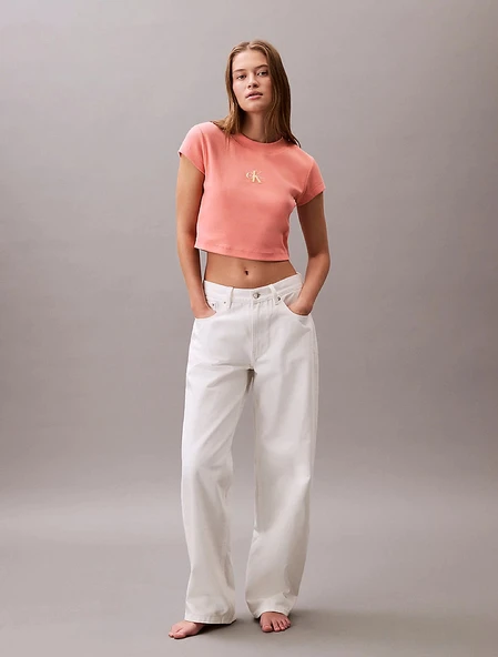 Calvin Klein MONOGRAM BABY TEE Kadın Pembe  Crop  LV047AB802-VDW ürün görseli 1