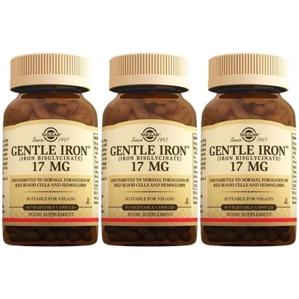 Solgar Gentle Iron 17 Mg 90 Kapsül 3 Adet ürün görseli 1