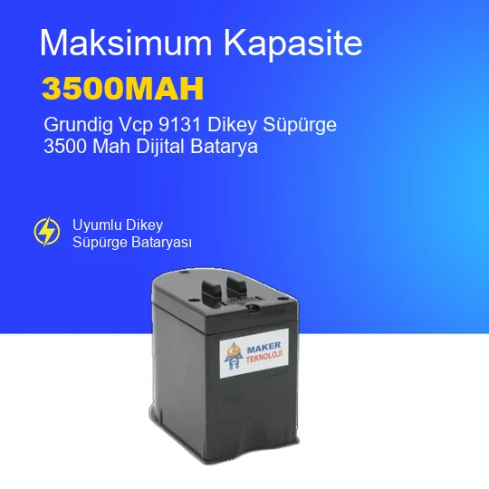 Grundig Vcp 9131 Dikey Süpürge 3500 Mah Dijital Batarya – Orjinal Uyumlu Uzun Ömürlü Pil ürün görseli 1