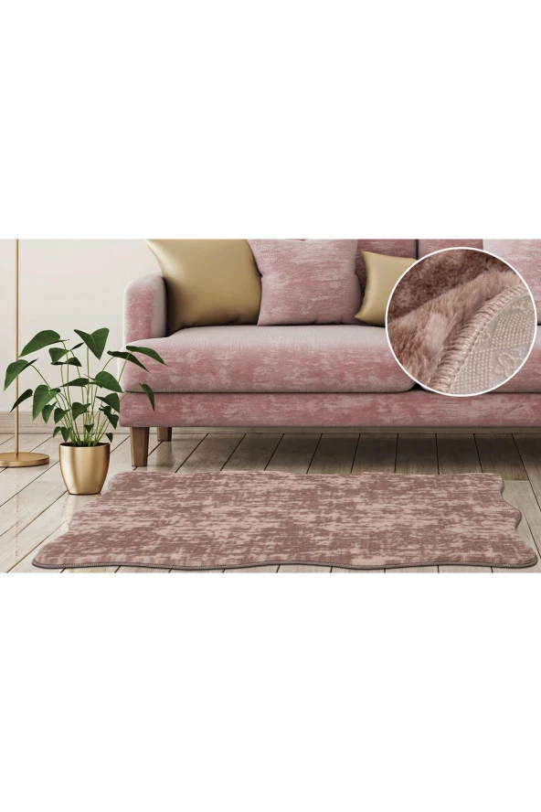 My Evilla Modern Dekoratif Halı Jel Kaymaz Taban  Peluş  Puffy Post Kahverengi   Halı  02 ürün görseli 1