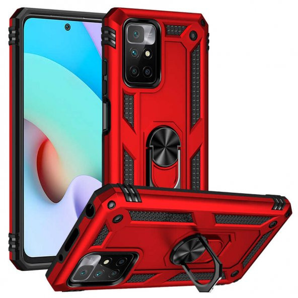 Xiaomi Redmi 10 Kılıf Zore Vega Yüzüklü Standlı Zırh Kılıf ürün görseli 1