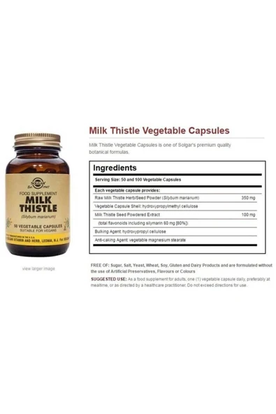Solgar Milk Thistle 50 Kapsül - Resim 2