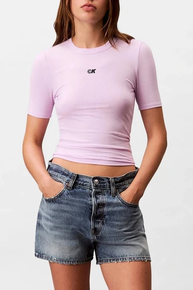 Calvin Klein Kadın Modal Fitilli Mor Crop LV044C901G-XEF ürün görseli 1