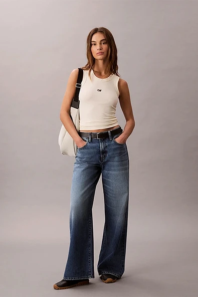 Calvin Klein Kadın Modal Fitilli Beyaz Bluz LV044C900G-PBA ürün görseli 1