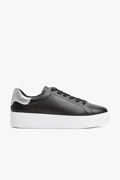 Tommy Hilfiger Kadın Klasik Platformlu Kort Tarzı Siyah Sneaker FW0FW08756BDS ürün görseli 1