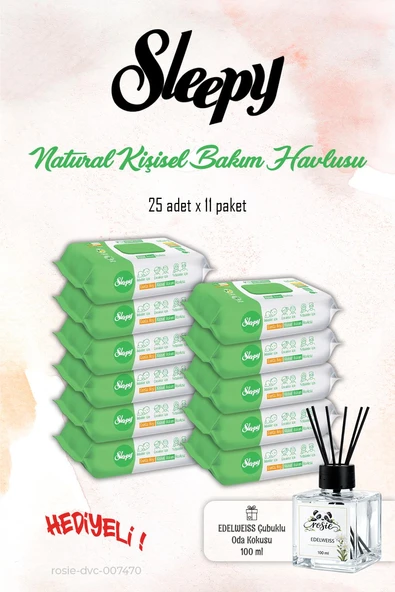 Sleepy Kişisel Bakım Havlusu 11 Paket, Natural 25'li ve ROSIE Koku ürün görseli 1
