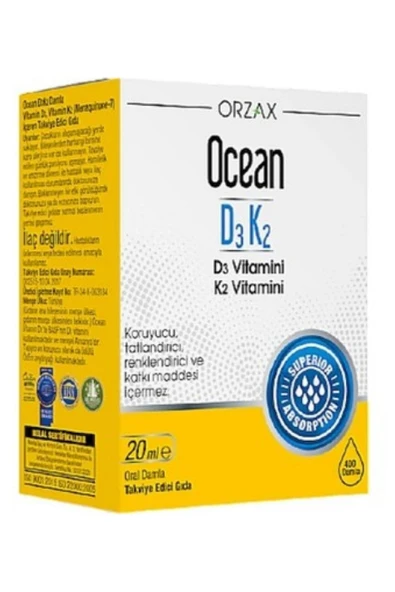 Ocean D3K2 Vitamin Damla 20 ml (Glutensiz) ürün görseli 1