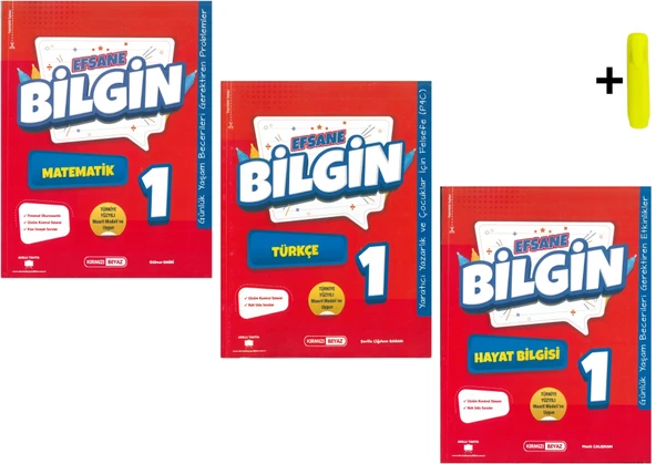 Kırmızı Beyaz Efsane Bilgin 1.Sınıf Matematik Türkçe Hayat Bilgisi Yeni ürün görseli 1