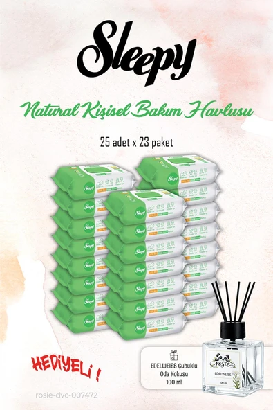 23 Paket Sleepy Kişisel Bakım Havlusu, Natural 25'li ve ROSIE Koku ürün görseli 1