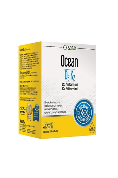 Ocean D3 Ve K2 Vitamini Içeren Takviye Edici Gıda Damla 20 ml ürün görseli 1