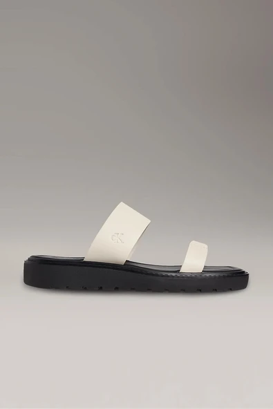 Calvin Klein Halat Detaylı Yumuşak Deri Monogramlı Kadın Siyah Terlik YW0YW01864-0HG ürün görseli 1