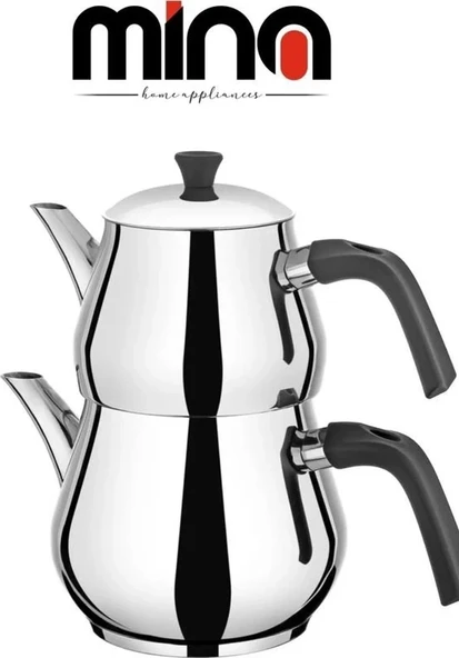 MİNA Damla Aile Boy Paslanmaz Çelik Çaydanlık Takımı 1.20L - 2.20L ürün görseli 1
