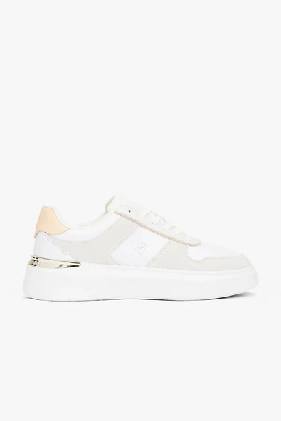 Tommy Hilfiger TH Moda Kort Tarzı Karışık Materyal Kadın Beyaz  Sneaker FW0FW086320JG ürün görseli 1