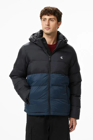 Calvin Klein Uzun Kollu Naylon Renk Bloklu Şişme Erkek  Mont  LV04RD527G-UB1 ürün görseli 1
