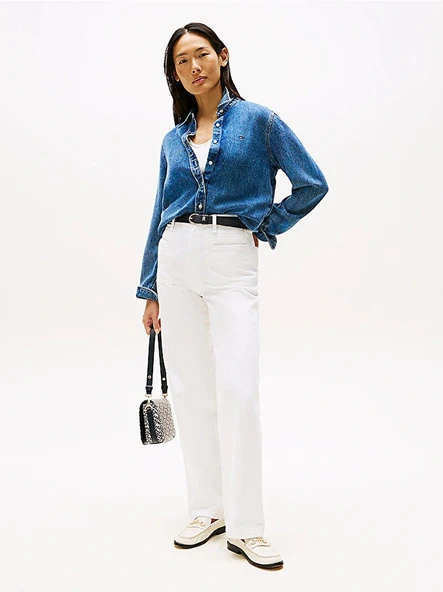 Tommy Hilfiger Lana Normal Kesim Denim Kadın Gömlek WW0WW472191A5 ürün görseli 1