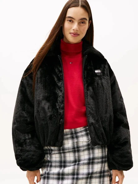 Tommy Hilfiger TJW Suni Kürk Kadın Siyah Ceket DW0DW21669BDS ürün görseli 1
