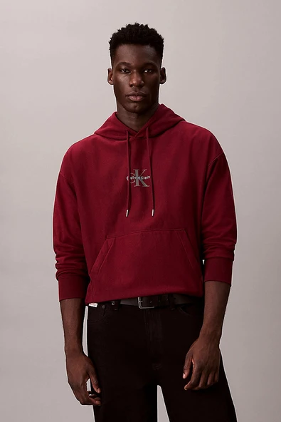 Calvin Klein Premium Penye Mikro Monologolu Erkek Kırmızı Sweatshirt LV04RC281G-WCV ürün görseli 1
