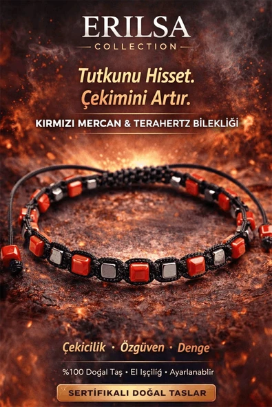 Sertifikalı Doğal Taş Kırmızı Mercan Terahertz Bileklik Küp Kesim Fasetli Çekicilik Bilekliği Unisex Ayarlanabilir ürün görseli 1