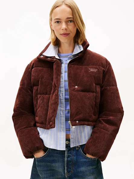 Tommy Hilfiger TJW Kadife Şişme Kadın Kahverengi  Mont  DW0DW21658GS7 ürün görseli 1