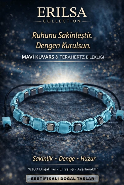 Sertifikalı Doğal Taş Mavi Kuvars Terahertz Bileklik Küp Kesim Fasetli Sakinlik Denge Bilekliği Unisex Ayarlanabilir ürün görseli 1
