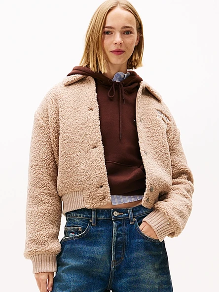 Tommy Hilfiger TJW Kürk Dokulu Kolej Stili Kadın Kahverengi Ceket DW0DW21666GUQ ürün görseli 1