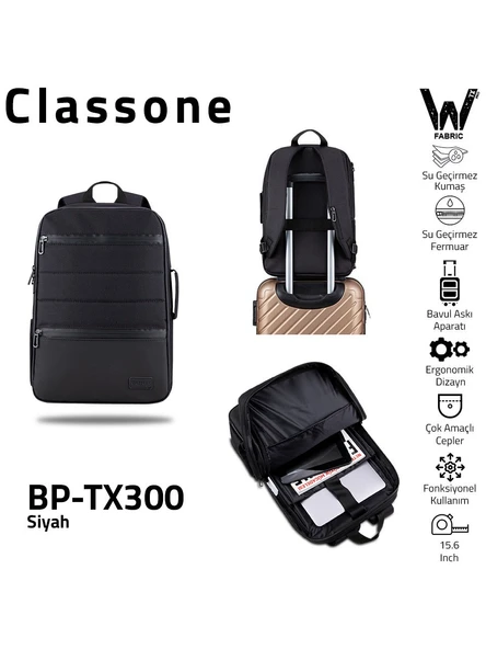 Classone Combo BP-TX300 Siyah 15.6" Laptop Sırt Çantası ürün görseli 1